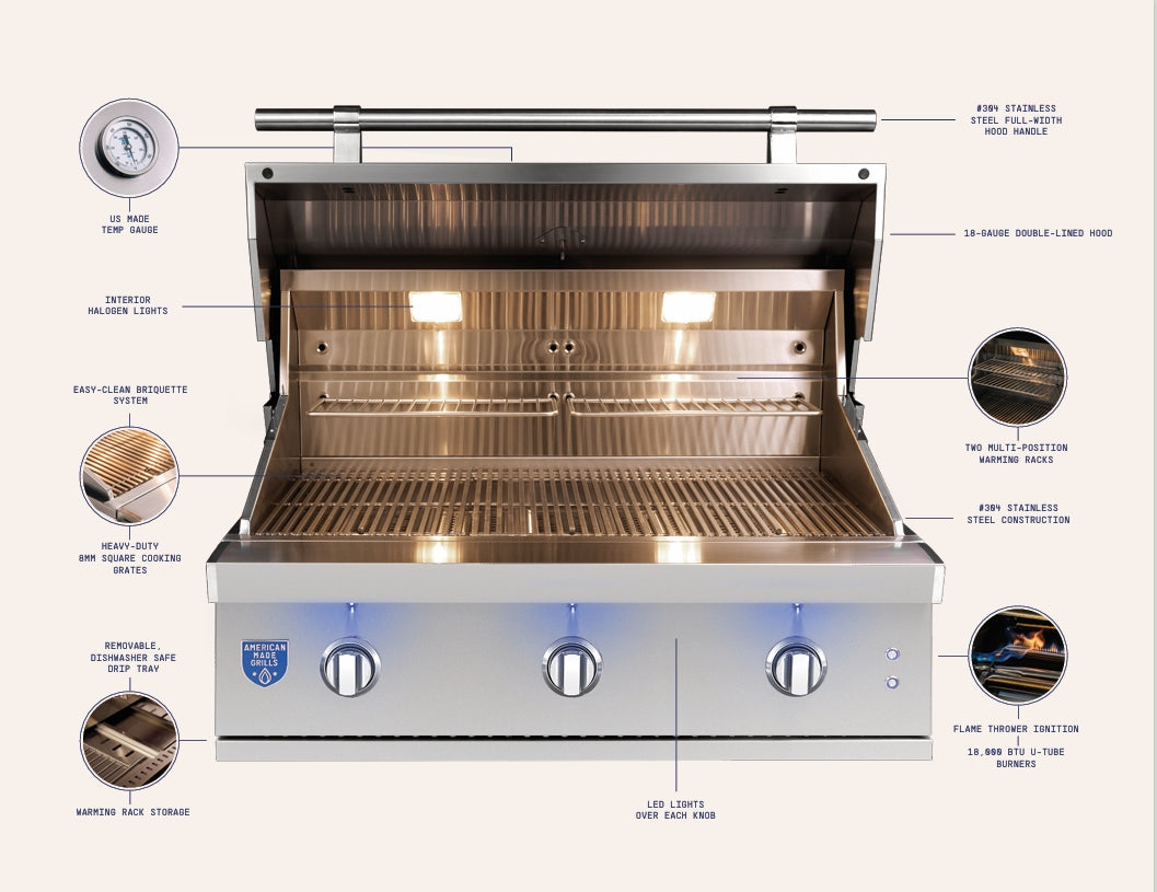 American Made Grills - Atlas - 36" -w/Briqutte Trays
